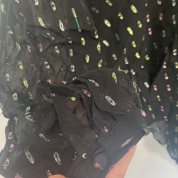 Chelsea and Walker Iman Metallic Silk Blouse Top - Picture 9 of 14